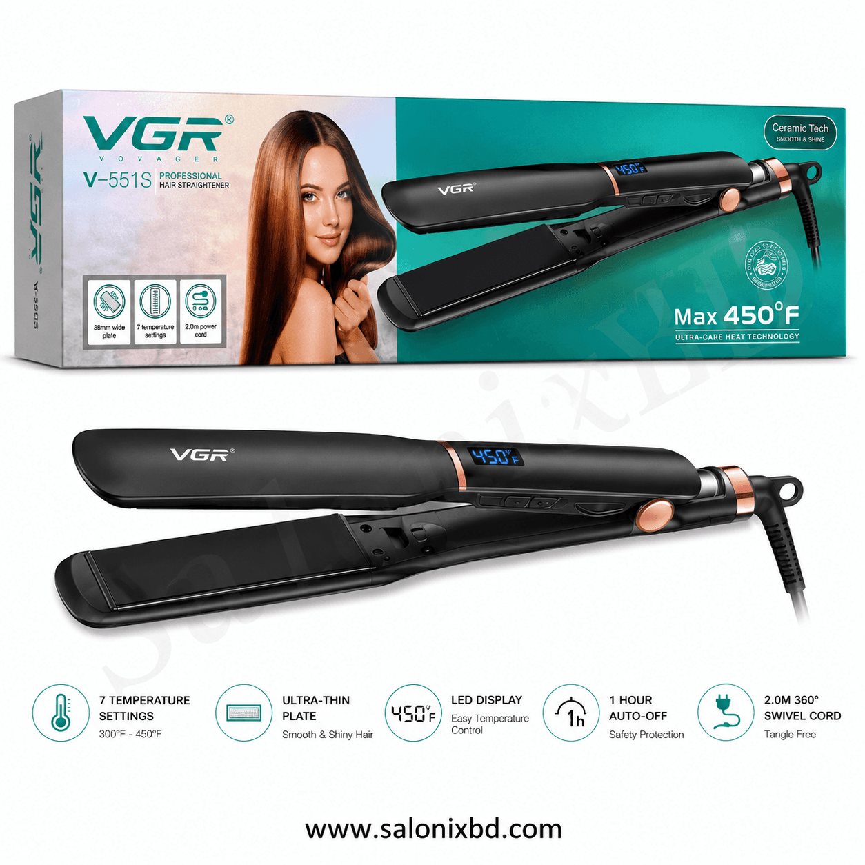 VGR V-519S Professional Hair Straightener সেলুন, পার্লার ও ব্যক্তিগত ব্যবহারের জন্য উপযোগী একটি প্রফেশনাল হেয়ার স্ট্রেইটনার