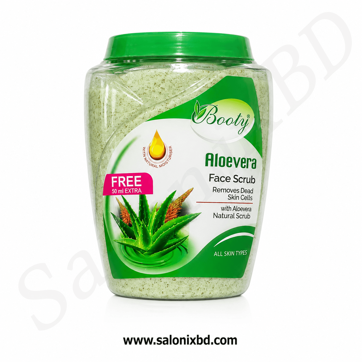 Booty Aloevera Face Scrub – Free 50ml Extra একটি অ্যালোভেরা সমৃদ্ধ ফেস স্ক্রাব