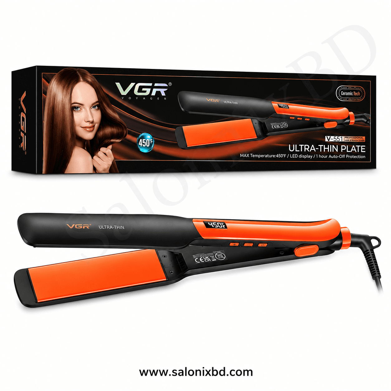 VGR V-551 Professional Hair Straightener সেলুন, পার্লার ও ব্যক্তিগত ব্যবহারের জন্য উপযোগী একটি প্রফেশনাল হেয়ার স্ট্রেইটনার