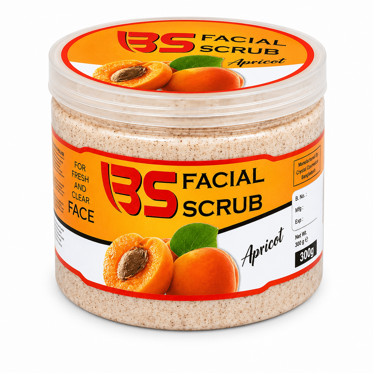 BS Facial Scrub Apricot ১ কেজি এপ্রিকট এক্সট্র্যাক্ট সমৃদ্ধ ফেসিয়াল স্ক্রাব