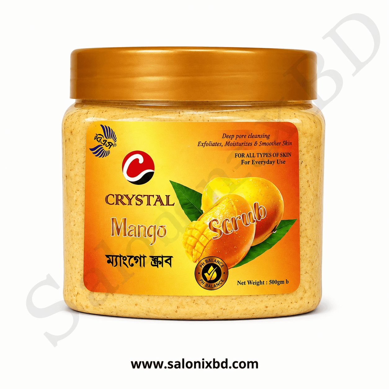 Crystal Mango Scrub (500g) ম্যাঙ্গো এক্সট্র্যাক্ট সমৃদ্ধ ফেস ও বডি স্ক্রাব