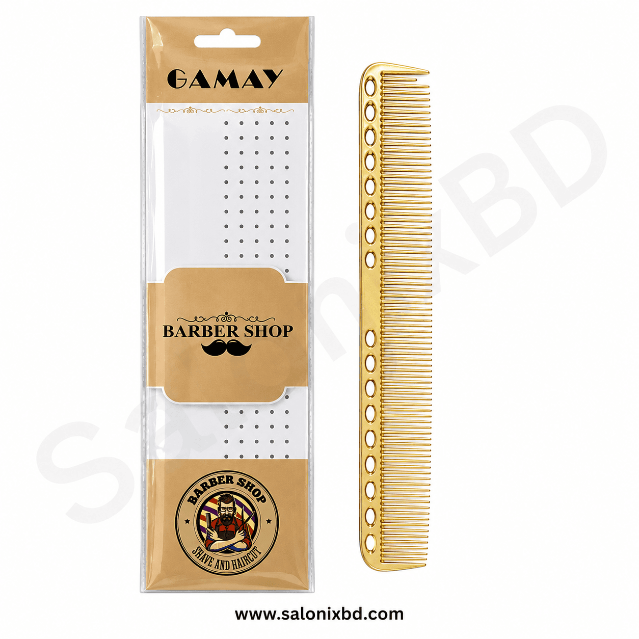 GAMAY Barber Shop Gold Professional Hair Comb স্টেইনলেস স্টিল