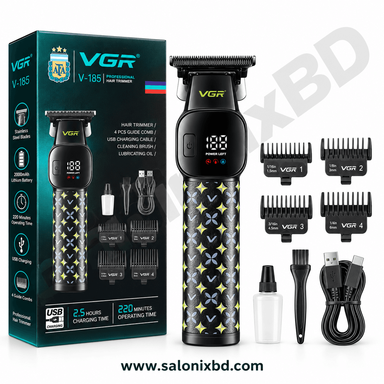 VGR V-185 Professional Hair Trimmer একটি প্রিমিয়াম মানের কর্ডলেস ট্রিমার