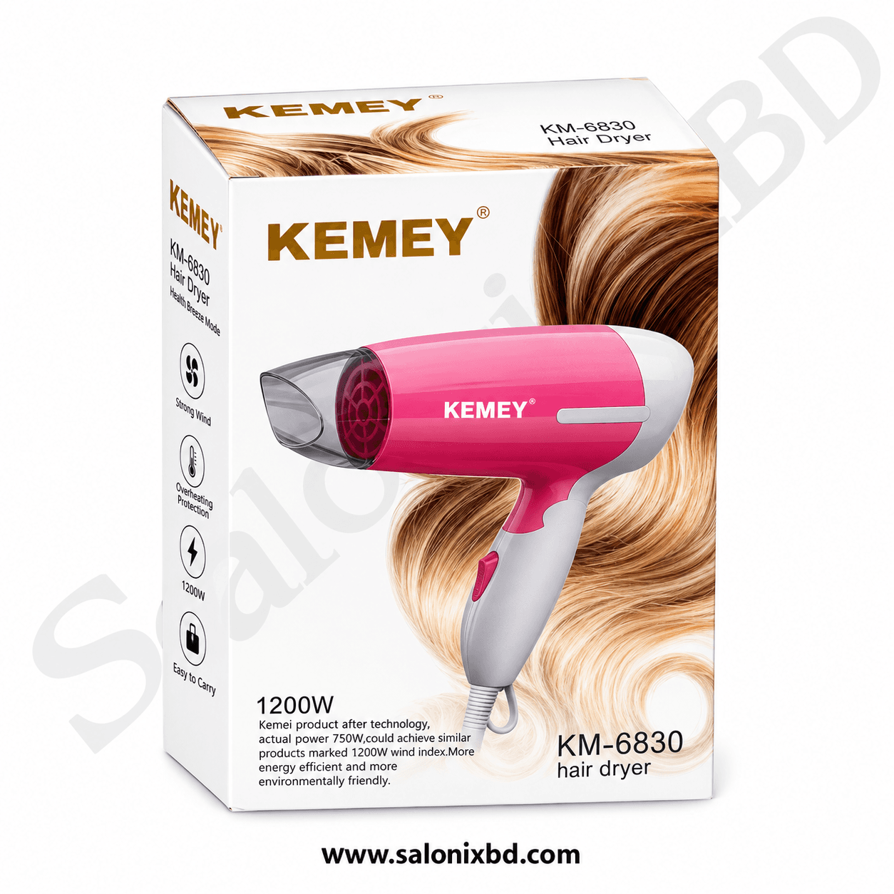 KEMEY KM-6830 Hair Dryer – 1200W একটি কমপ্যাক্ট ও ব্যবহারবান্ধব হেয়ার ড্রায়ার