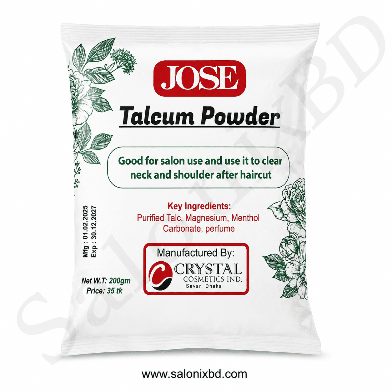 JOSE Talcum Powder 200g (সেলুন ব্যবহারের ট্যালকম পাউডার)