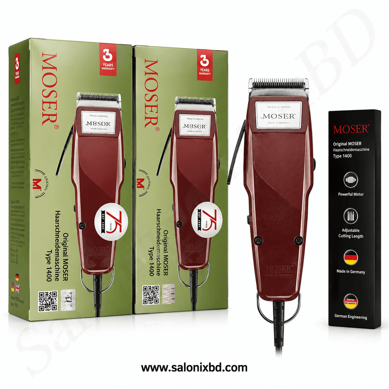 MOSER Type 1400 Professional Hair Clipper ডাইরেক্ট লাইন প্রফেশনাল সেলুন ও বার্বার শপের জন্য অত্যন্ত জনপ্রিয়