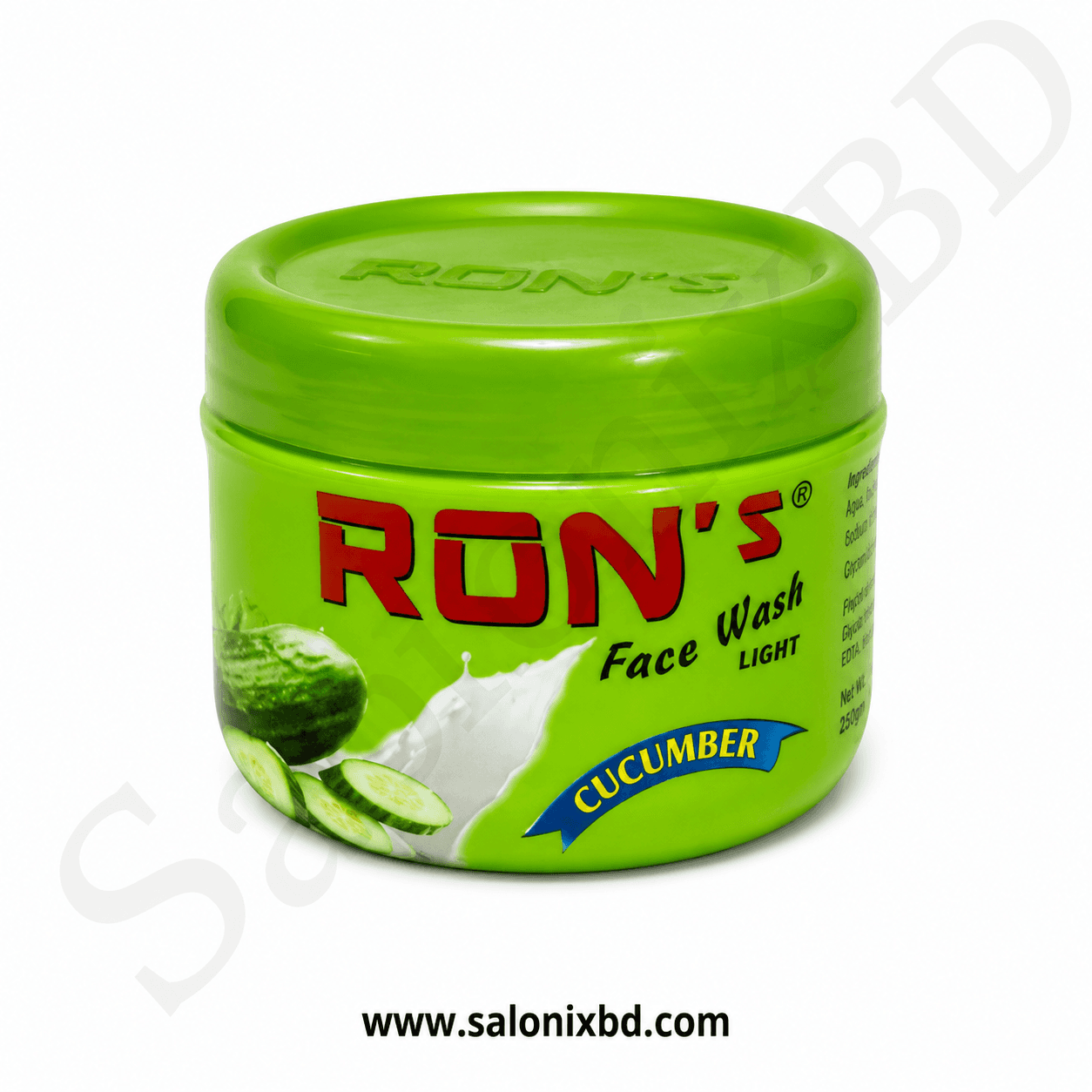 RON'S Cucumber Face Wash Light (250gm) ত্বকের গভীর থেকে ময়লা ও অতিরিক্ত তেল পরিষ্কার করতে সহায়ক