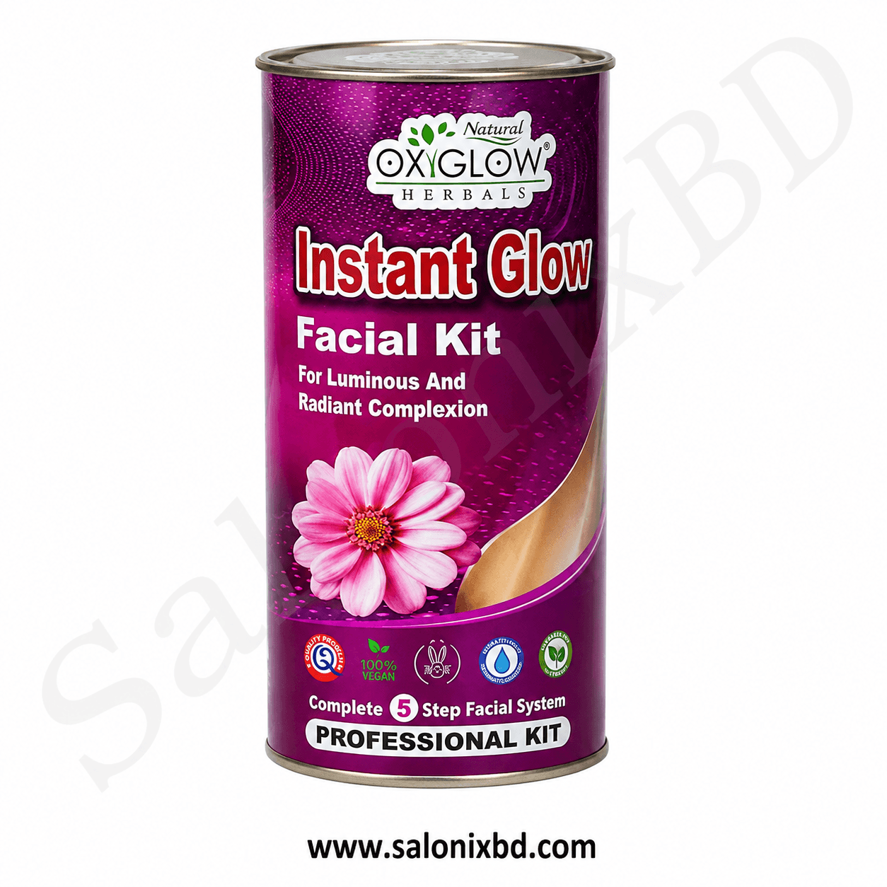 OXIGLOW Herbals Instant Glow Facial Kit একটি প্রিমিয়াম ৫-স্টেপ প্রফেশনাল ফেসিয়াল কিট