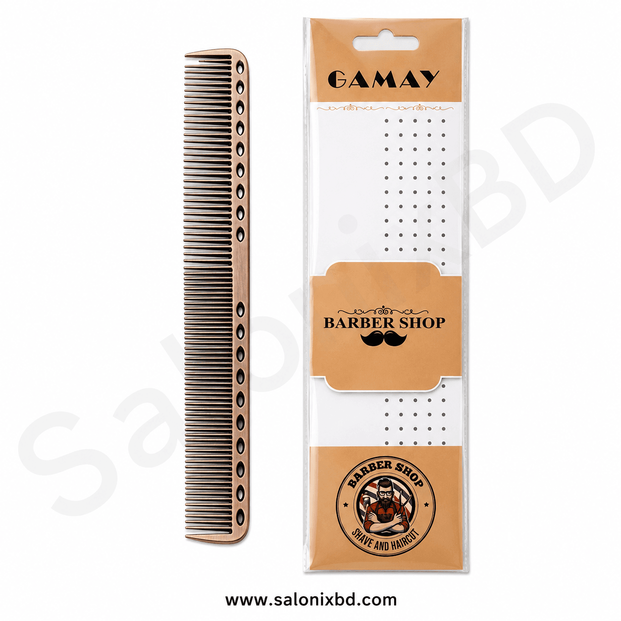GAMAY Barber Shop স্টেইনলেস স্টিল প্রফেশনাল হেয়ার কাটিং কম্ব