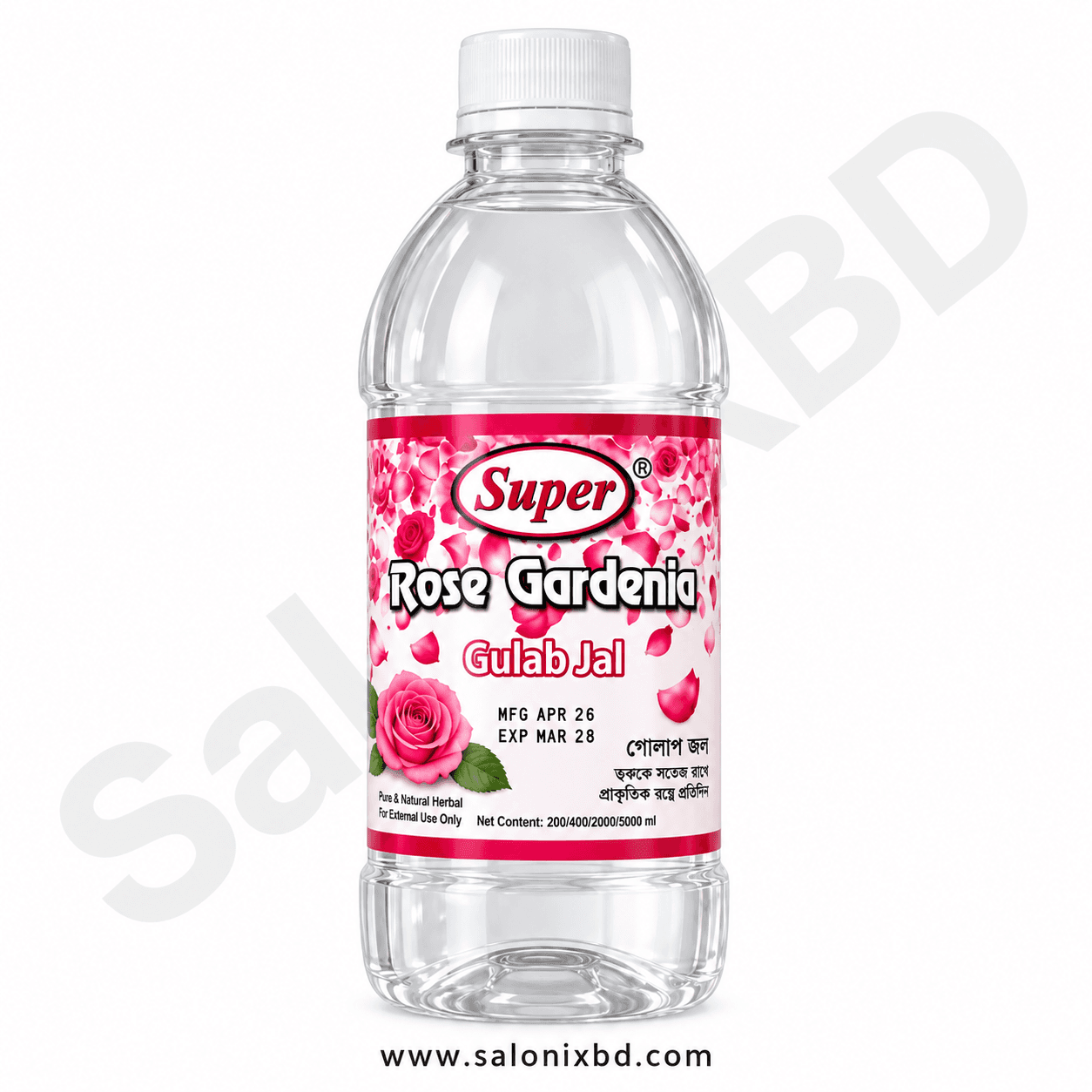 Super Rose Gardenia Gulab Jal ত্বককে সতেজ, পরিষ্কার ও আরামদায়ক অনুভূতি দিতে ব্যবহারযোগ্য একটি রোজ ওয়াটার