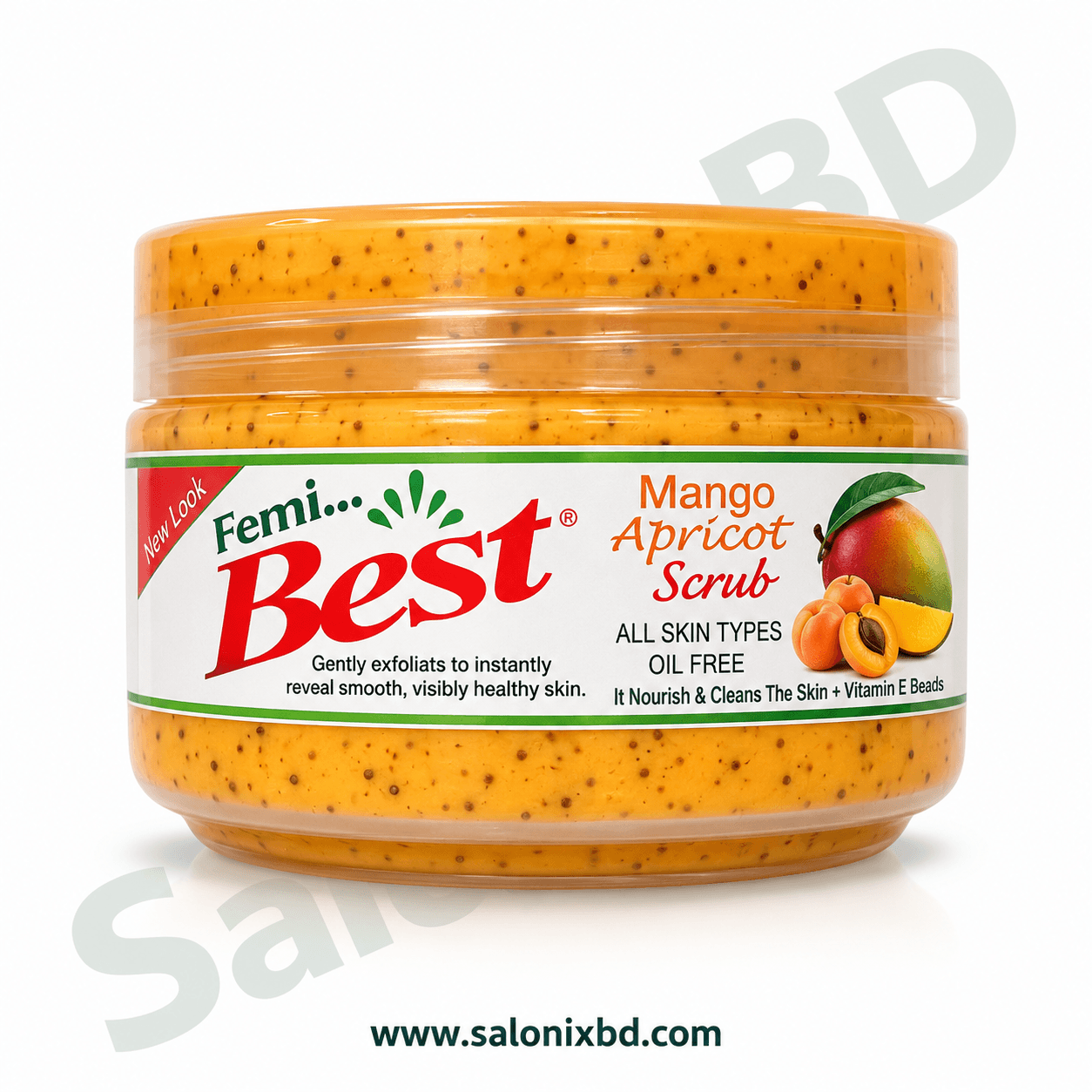 Femi Best Mango Apricot Scrub ত্বকের উপর জমে থাকা মৃত কোষ, অতিরিক্ত ময়লা ও রুক্ষভাব দূর করতে এক্সফোলিয়েটিং ফেস স্ক্রাব