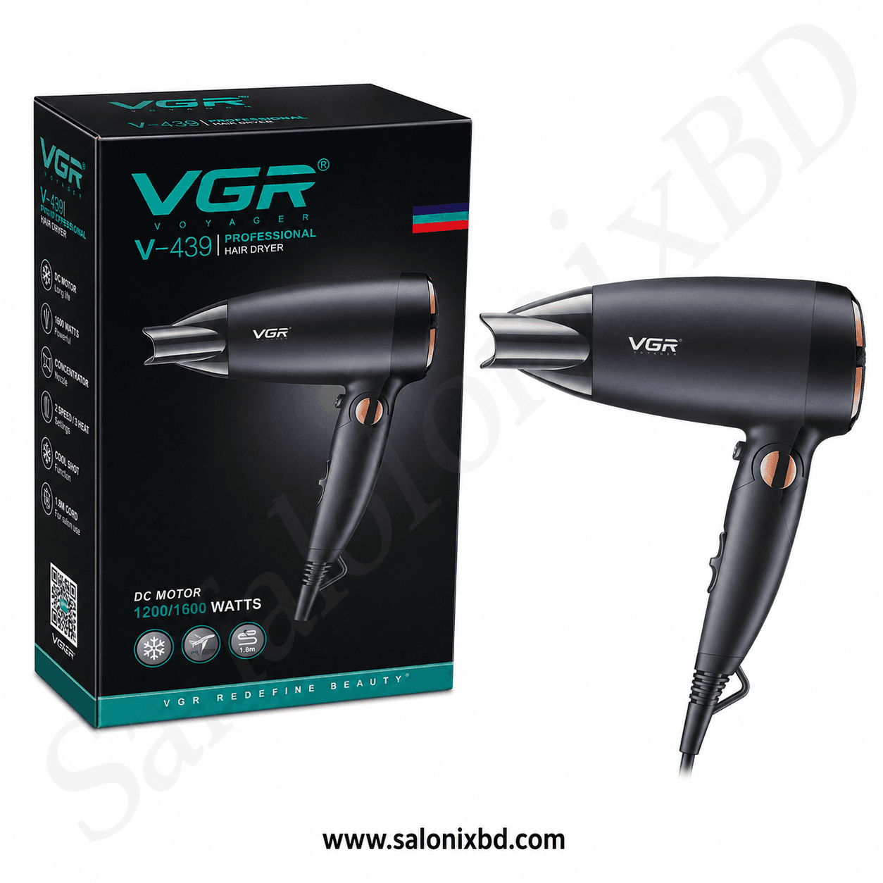 VGR V-439 Professional Hair Dryer – 1200/1600W একটি শক্তিশালী ও ব্যবহারবান্ধব হেয়ার ড্রায়ার