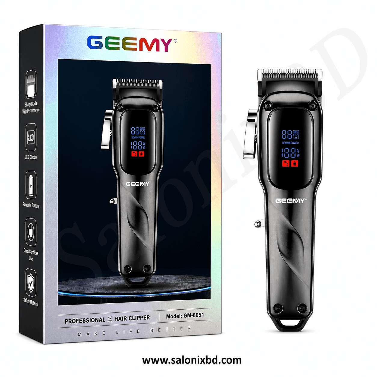 GEEMY GM-8051 Professional Hair Clipper একটি প্রিমিয়াম মানের রিচার্জেবল হেয়ার ক্লিপার