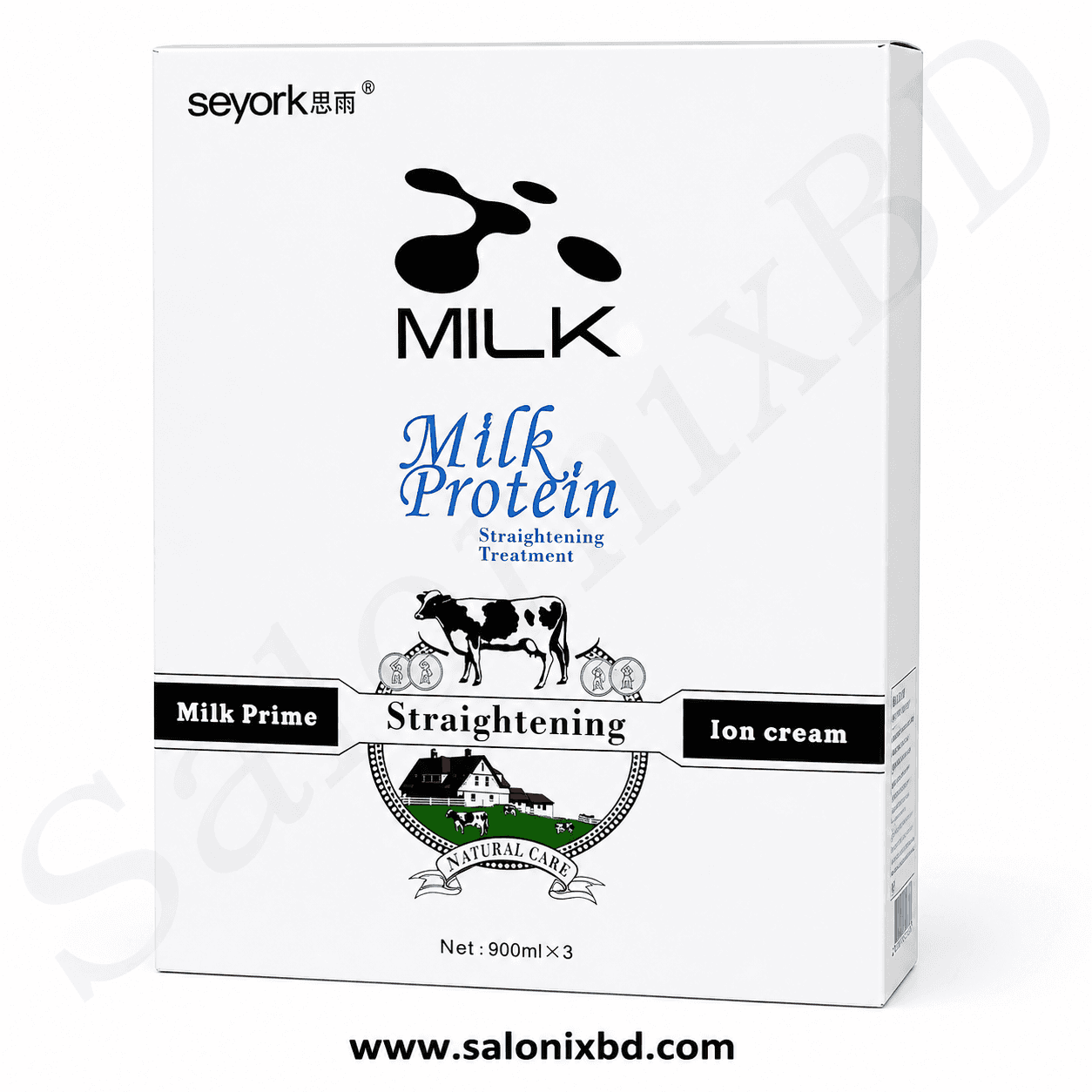 Seyork Milk Protein Straightening Treatment – 900ml × 3 একটি প্রফেশনাল হেয়ার স্ট্রেইটেনিং ও স্মুথিং সেট, যা বিশেষভাবে সেলুন ও পার্লারের ব্যবহারের জন্য তৈরি