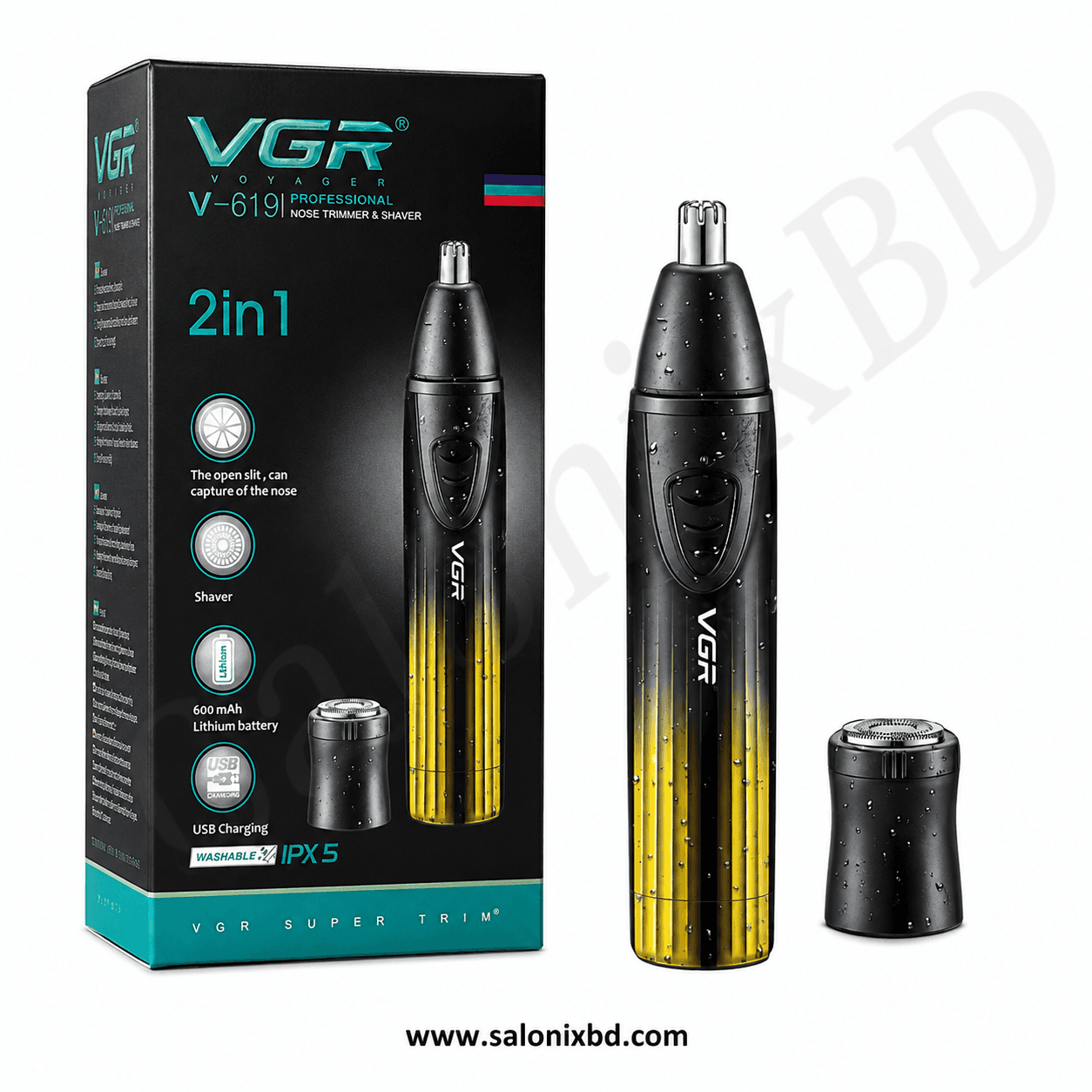 VGR V-619 Professional Nose Trimmer & Shaver (2 in 1), নাক ও কানের অবাঞ্ছিত লোম পরিষ্কার করার পাশাপাশি ছোটখাটো ফিনিশিং ও শেভিং
