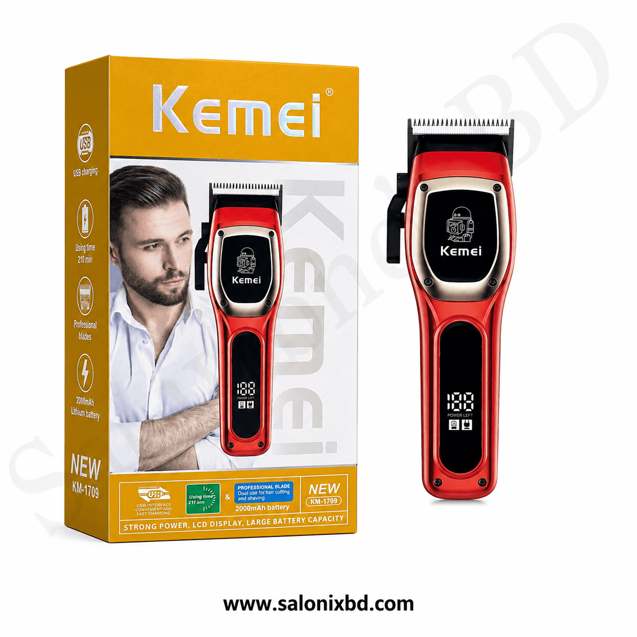 Kemei KM-1709 Professional Hair Clipper একটি শক্তিশালী, আধুনিক এবং প্রফেশনাল হেয়ার ক্লিপার