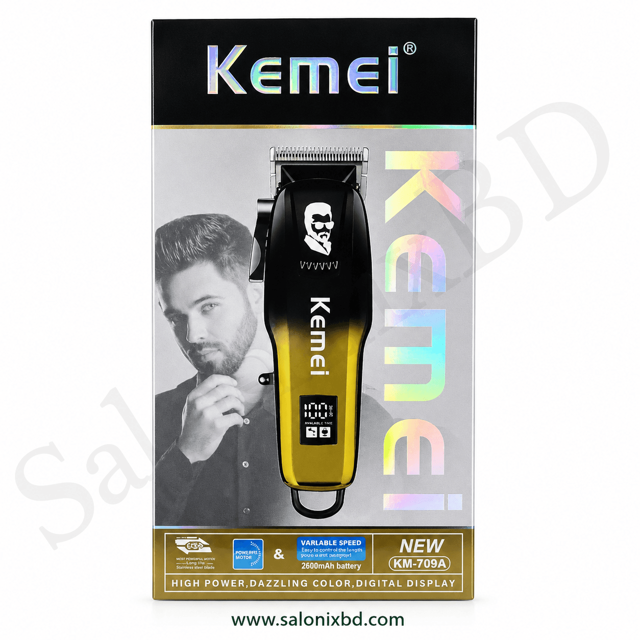 Kemei KM-709A Professional Hair Clipper সেলুন, বার্বার শপ ও ব্যক্তিগত ব্যবহারের জন্য উপযোগী একটি শক্তিশালী রিচার্জেবল হেয়ার ক্লিপার