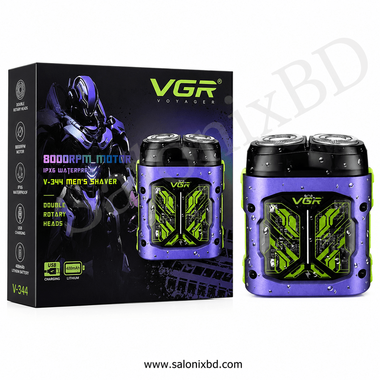 VGR V-344 Rechargeable Men’s Shaver Double পুরুষদের দৈনন্দিন দাড়ি শেভিং ও গ্রুমিংয়ের জন্য একটি স্টাইলিশ ও কমপ্যাক্ট ইলেকট্রিক শেভার