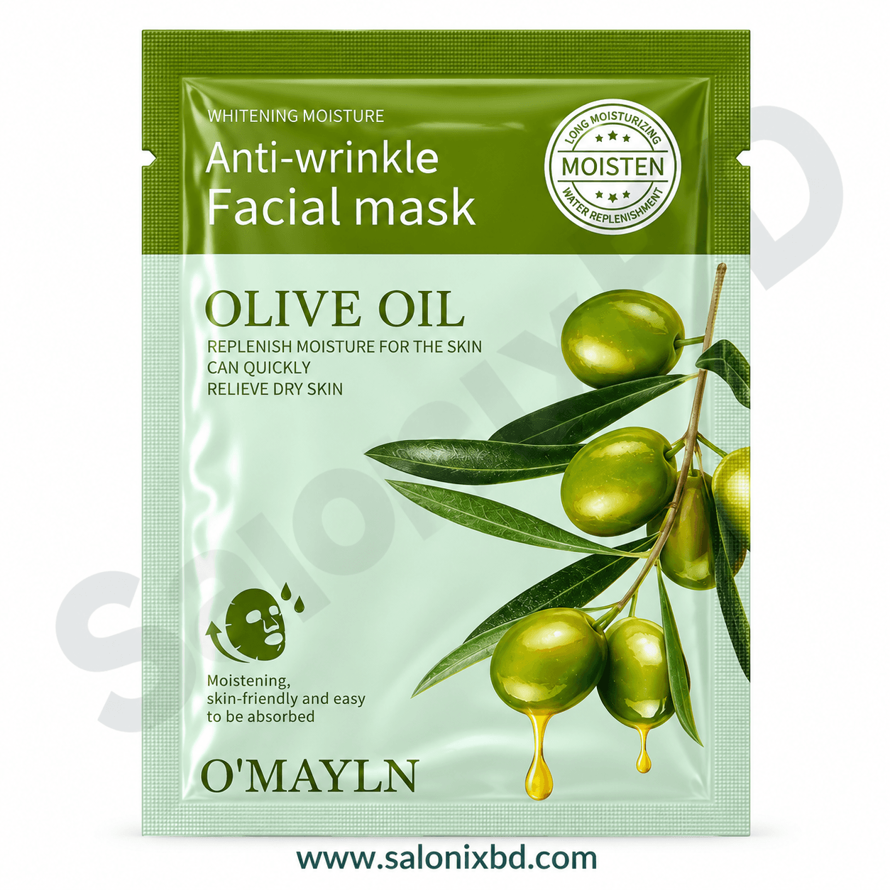 O’MAYLN Olive Oil Anti-Wrinkle Facial Mask হলো Olive Oil ভিত্তিক একটি moisturizing facial sheet mask