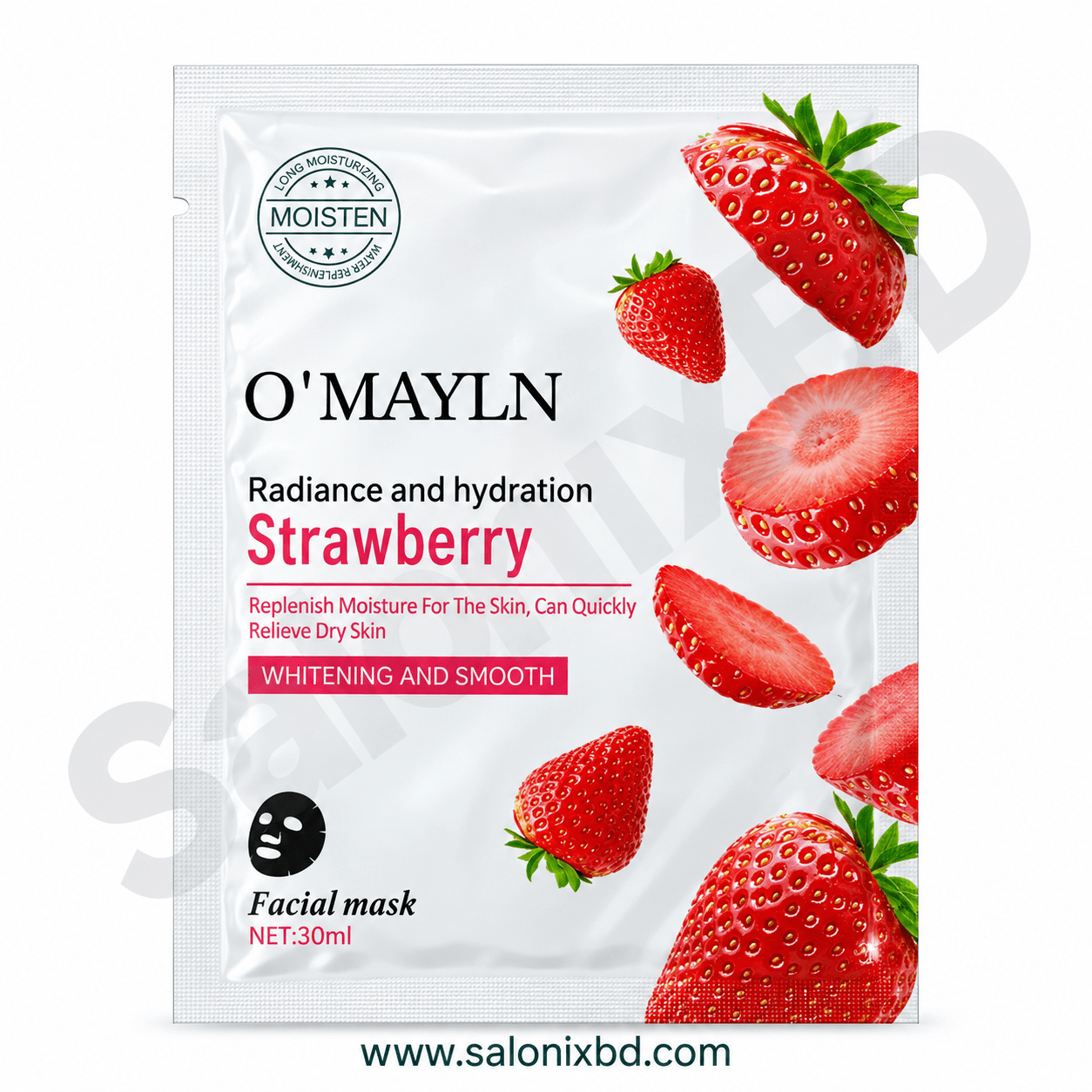 O’MAYLN Strawberry Facial Mask 30ml হলো Strawberry ভিত্তিক একটি hydrating facial sheet mask