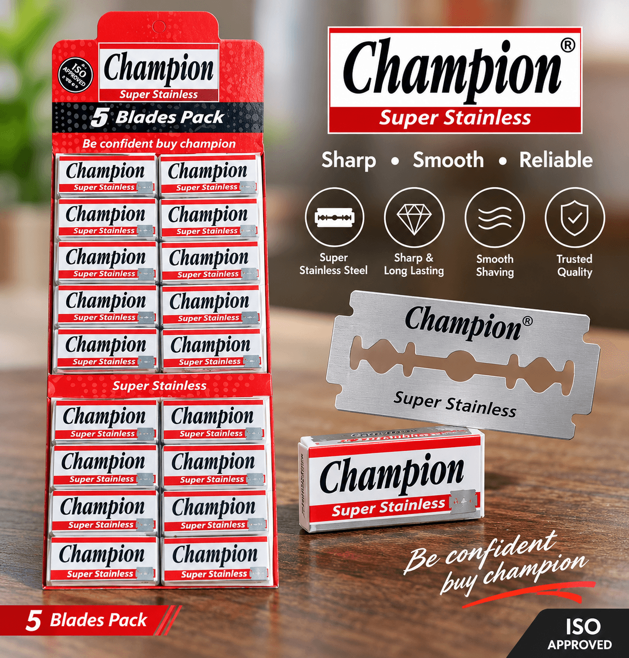 Champion Super Stainless Razor Blade- ১০০ পিস
