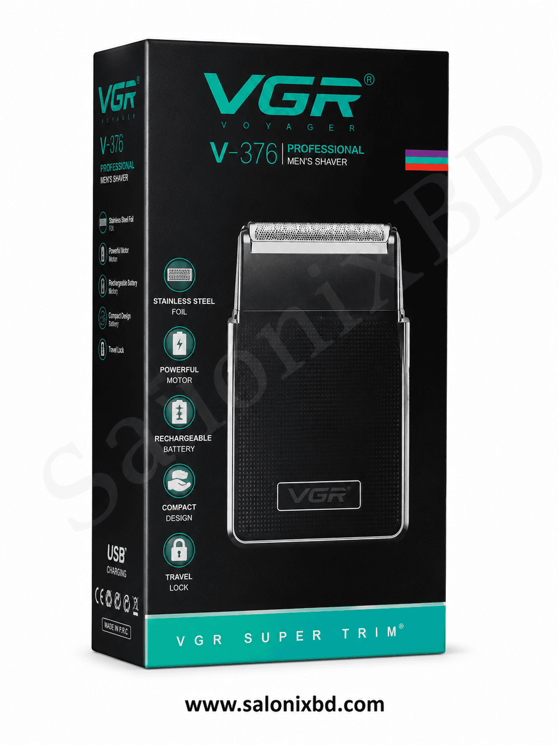 VGR V-376 Professional Men’s Shaver পুরুষদের দৈনন্দিন দাড়ি শেভিং ও ব্যক্তিগত গ্রুমিংয়ের জন্য একটি কমপ্যাক্ট ও রিচার্জেবল ফয়েল শেভার