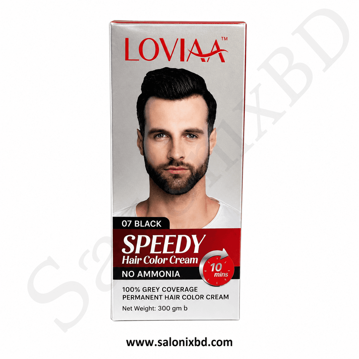Lovia Speedy Hair Color Cream 07 Black একটি অ্যামোনিয়া-মুক্ত (No Ammonia) পার্মানেন্ট হেয়ার কালার, যা মাত্র ১০ মিনিটে