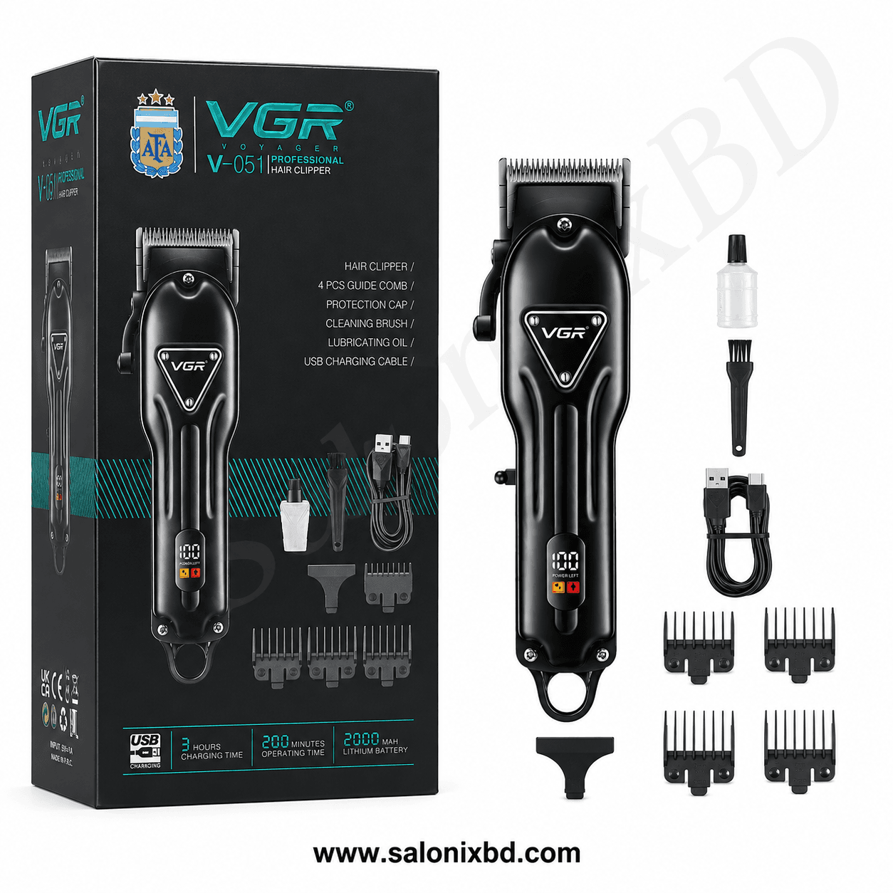 VGR V-051 Professional Hair Clipper একটি আধুনিক ও শক্তিশালী কর্ডলেস হেয়ার ক্লিপার